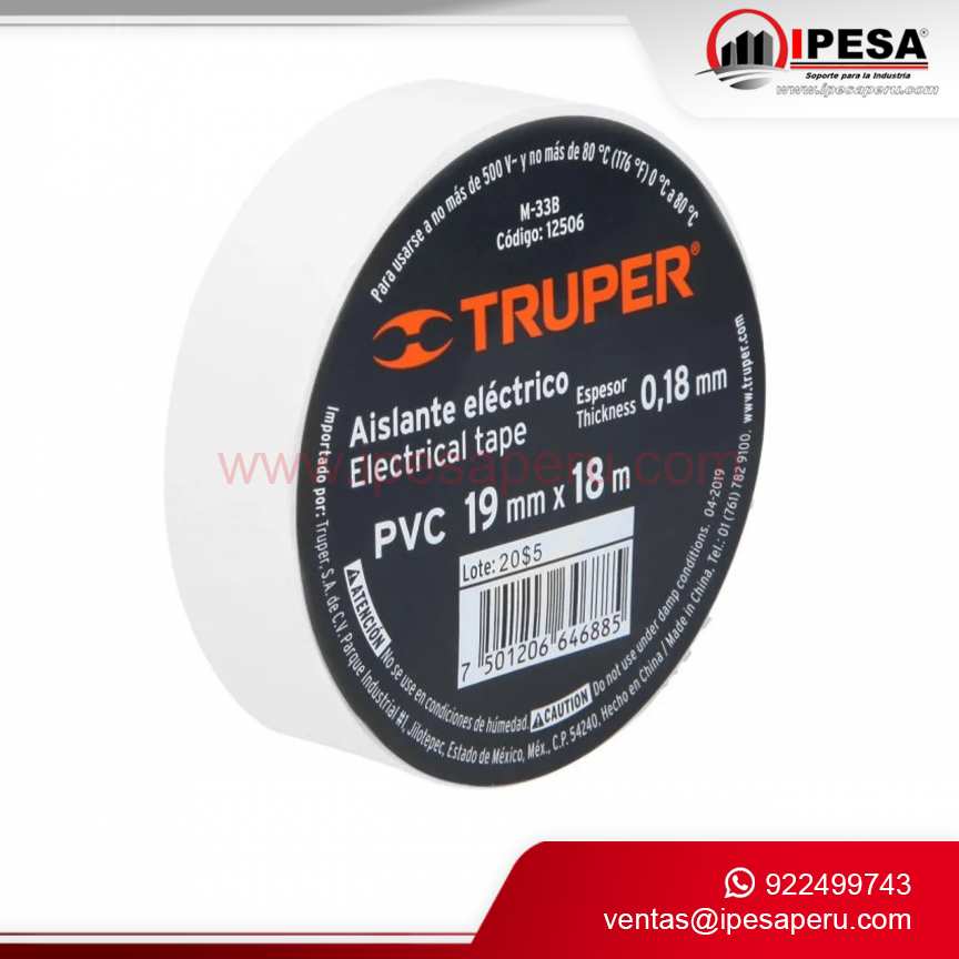 CINTA AISLANTE COLOR BLANCO 3/4´´ X 20MTS